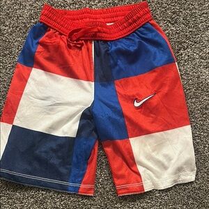 Nike Kids Red and Blue Checkered Shorts
